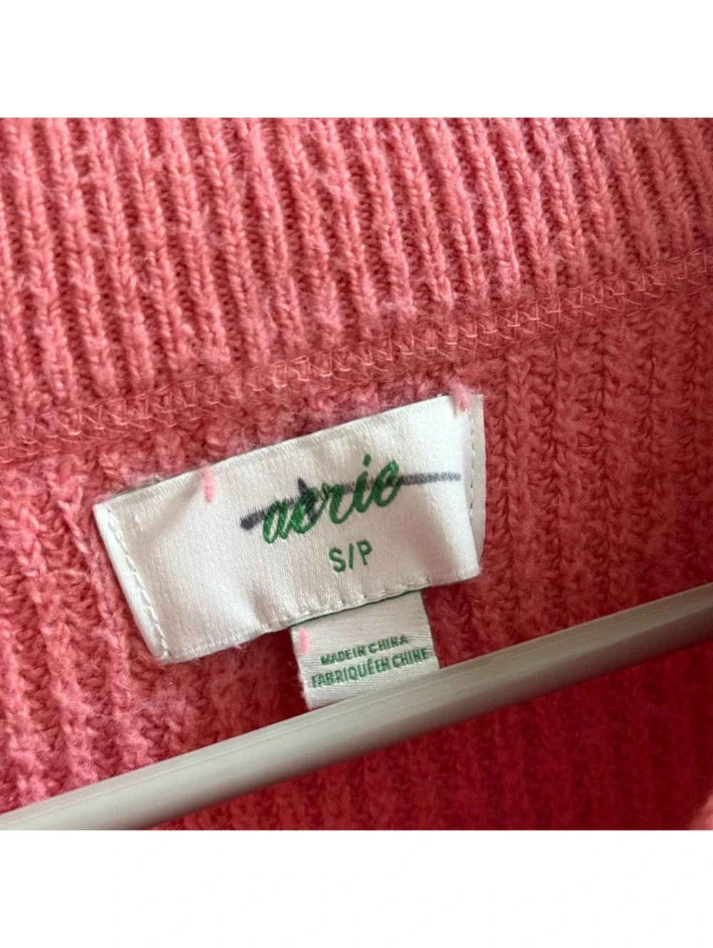 Aerie Pink Oversized Ribbed Knit Sweater Women’s Small Cozy Crewneck Pullover